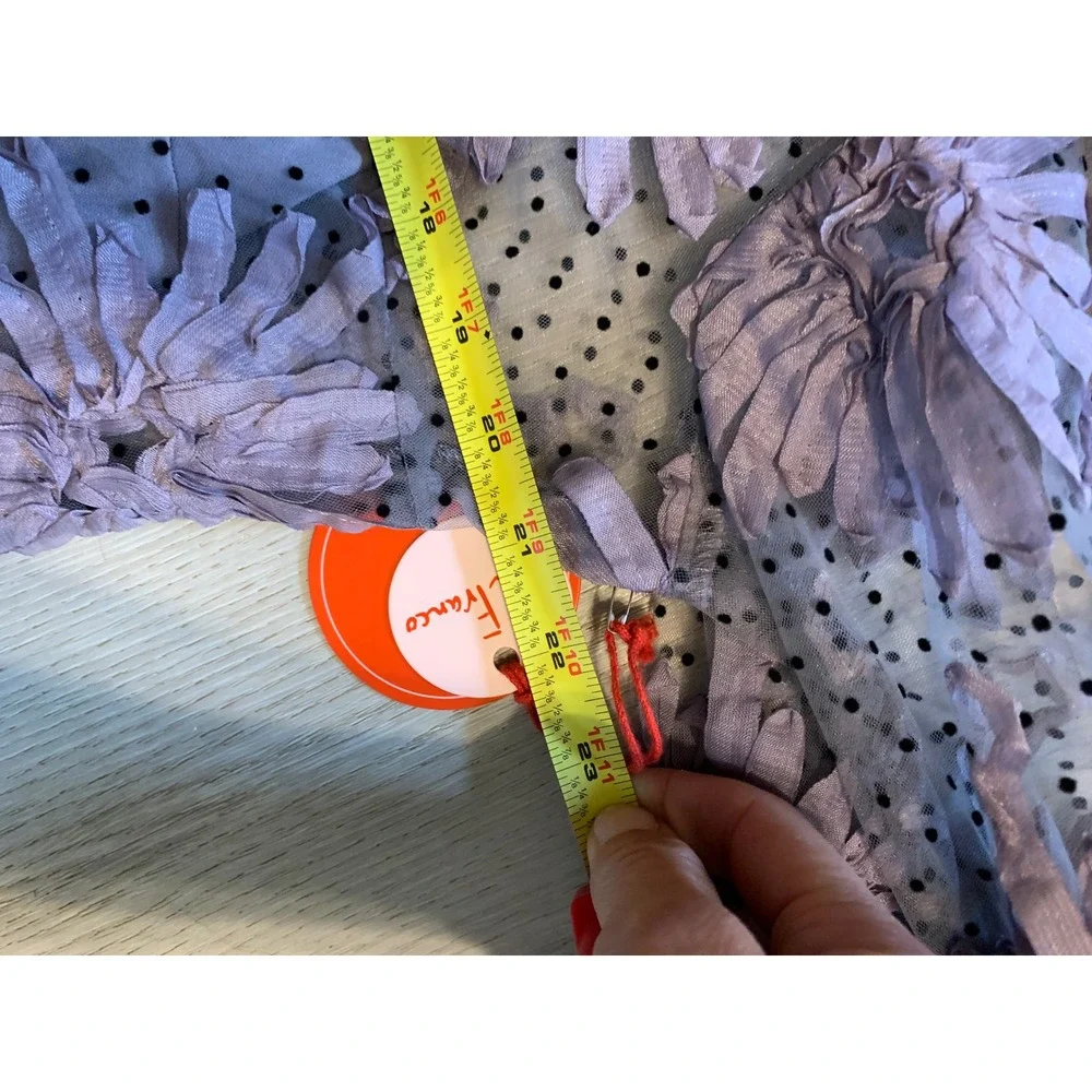 Eva Franco Anthropologie Lavender 3D Floral Polka Dot Mesh Top Camisole Set L